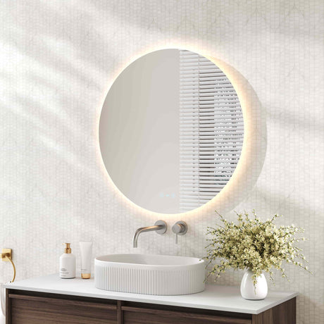 LUNA LED Round Frameless Mirror