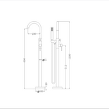 LVB Mica Freestanding Mixer with Hand Shower - Bath Spout
