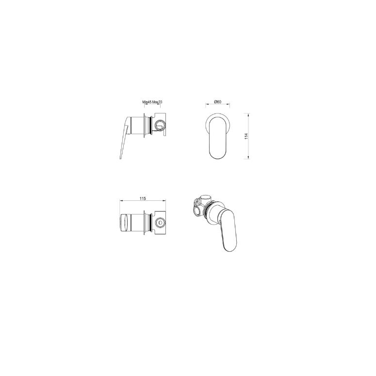 Lantra Shower Mixer – Round Plate – TRIM KIT ONLY
