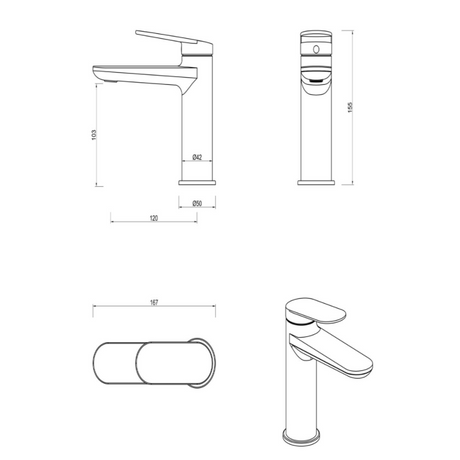 Lantra Straight Spout Basin Mixer