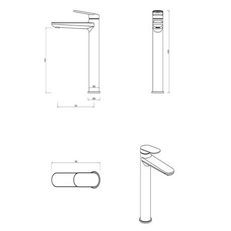 Lantra Straight Spout Tall Basin Mixer