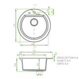 Laveo 510*205mm Beige Granite Stone Sink Single Bowl