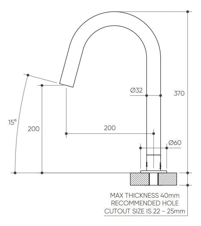 Leggero Sink 200 Curved Spout Lead Free drawing
