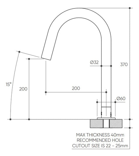 Leggero Sink 200 Curved Spout Lead Free drawing