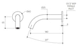 Leggero Wall Basin/Bath 180 Curved Spout Lead Free drawing