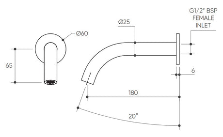 Leggero Wall Basin/Bath 180 Curved Spout Lead Free drawing