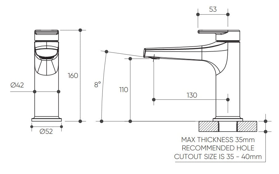 Lekki Basin Mixer Lead Free drawing