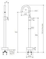 Lekki Floor Mounted Bath Mixer Lead Free drawing