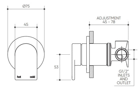 Lekki Shower/Wall Mixer Lead Free drawing