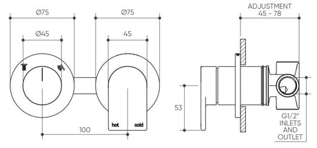 Lekki Shower/Wall Mixer with Diverter Lead Free drawing