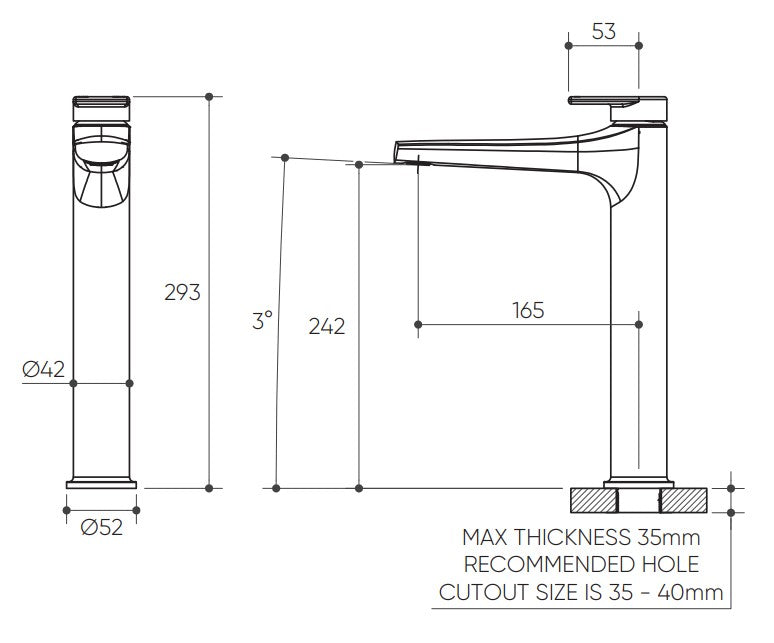 Lekki Tall Basin Mixer Lead Free drawing