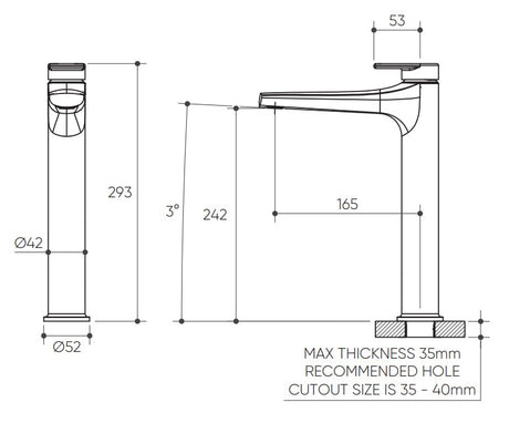 Lekki Tall Basin Mixer Lead Free drawing
