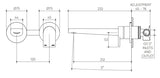 Lekki Wall Basin/Bath Mixer Set 200 Spout Lead Free drawing