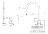 Leora Hob Basin Mixer Set 175 Curved Spout Lead Free drawing