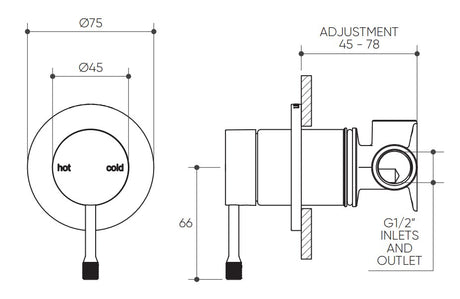 Leora Shower/Wall Mixer Lead Free drawing