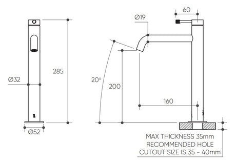 Leora Tall Basin Mixer Lead Free drawing