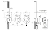 Leora Wall Mixer with Diverter & Hand Shower Lead Free drawing