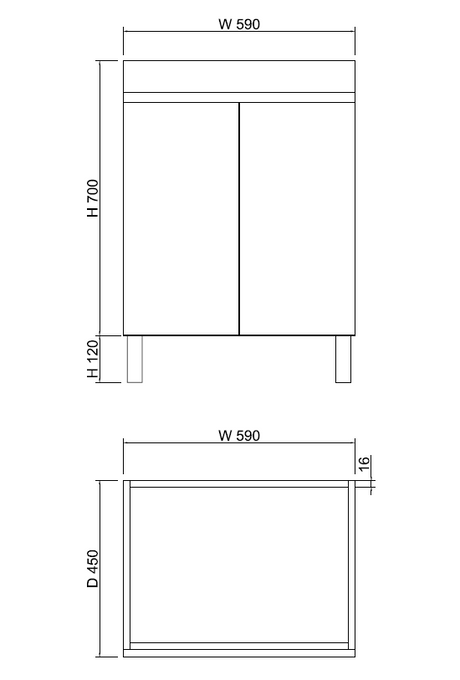 Riva LESS Freestanding Vanity Gloss White (All Sizes)