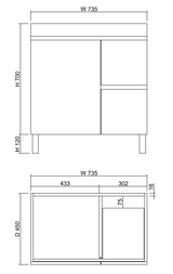 Riva LESS Freestanding Vanity Gloss White (All Sizes)