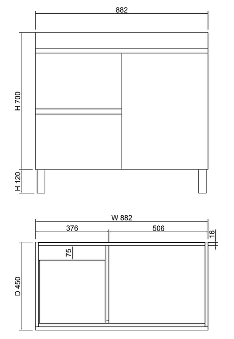 Riva LESS Freestanding Vanity Gloss White (All Sizes)