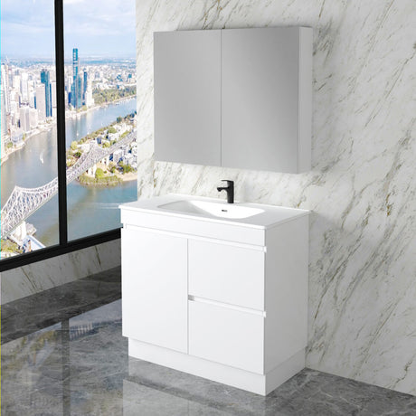 Riva LESS Freestanding Vanity Gloss White (All Sizes)