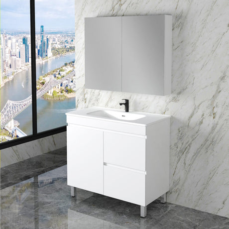 Riva LESS Freestanding Vanity Gloss White (All Sizes)