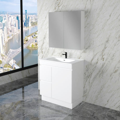Riva LESS Freestanding Vanity Gloss White (All Sizes)