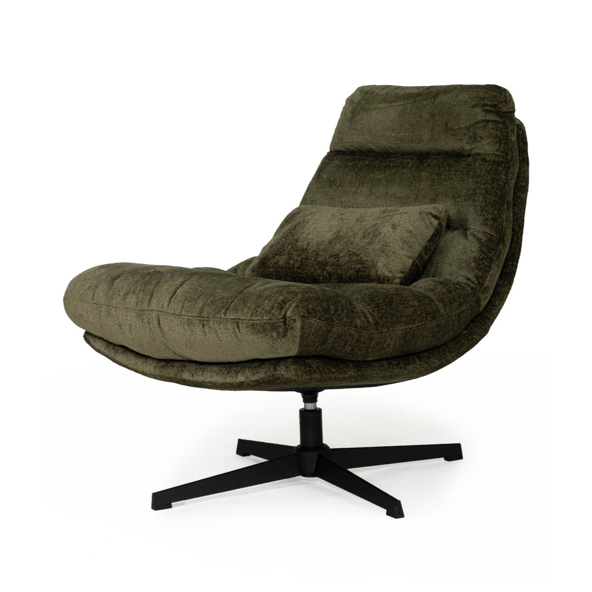 Liam Swivel Chair – Sleek black powder-coated steel legs – Forest