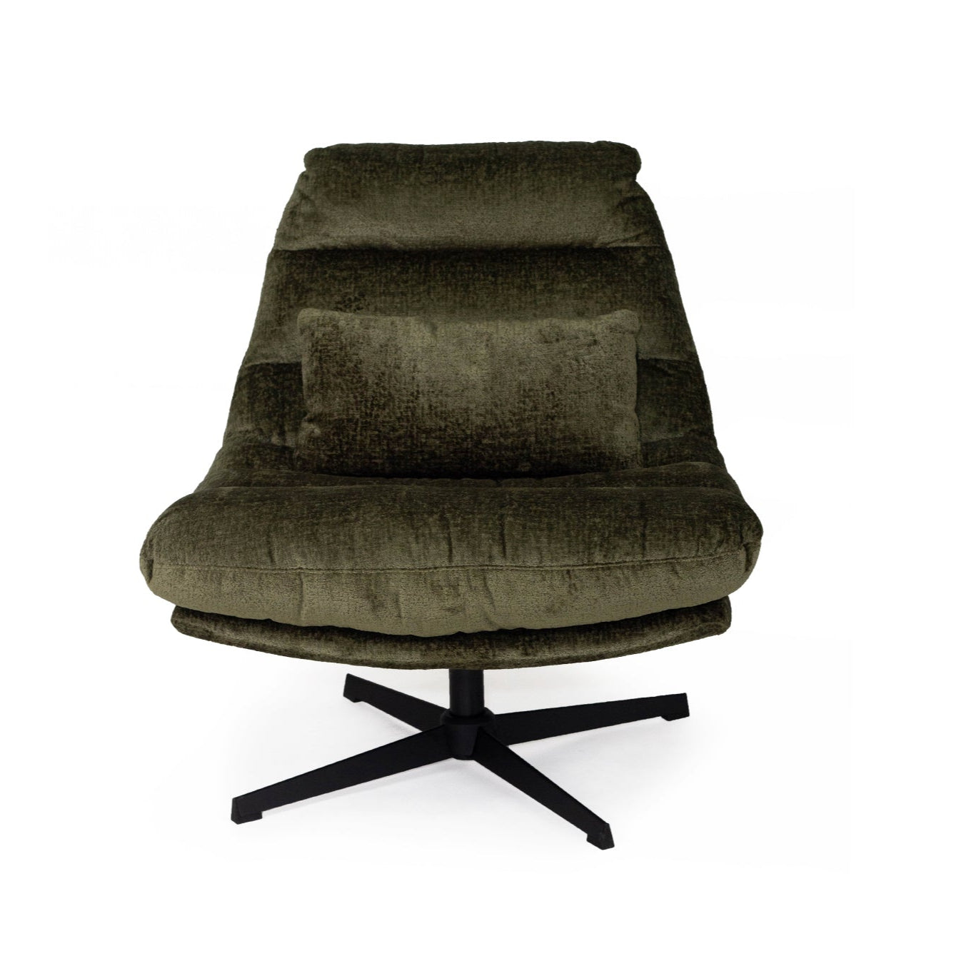Liam Swivel Chair – Sleek black powder-coated steel legs – Forest