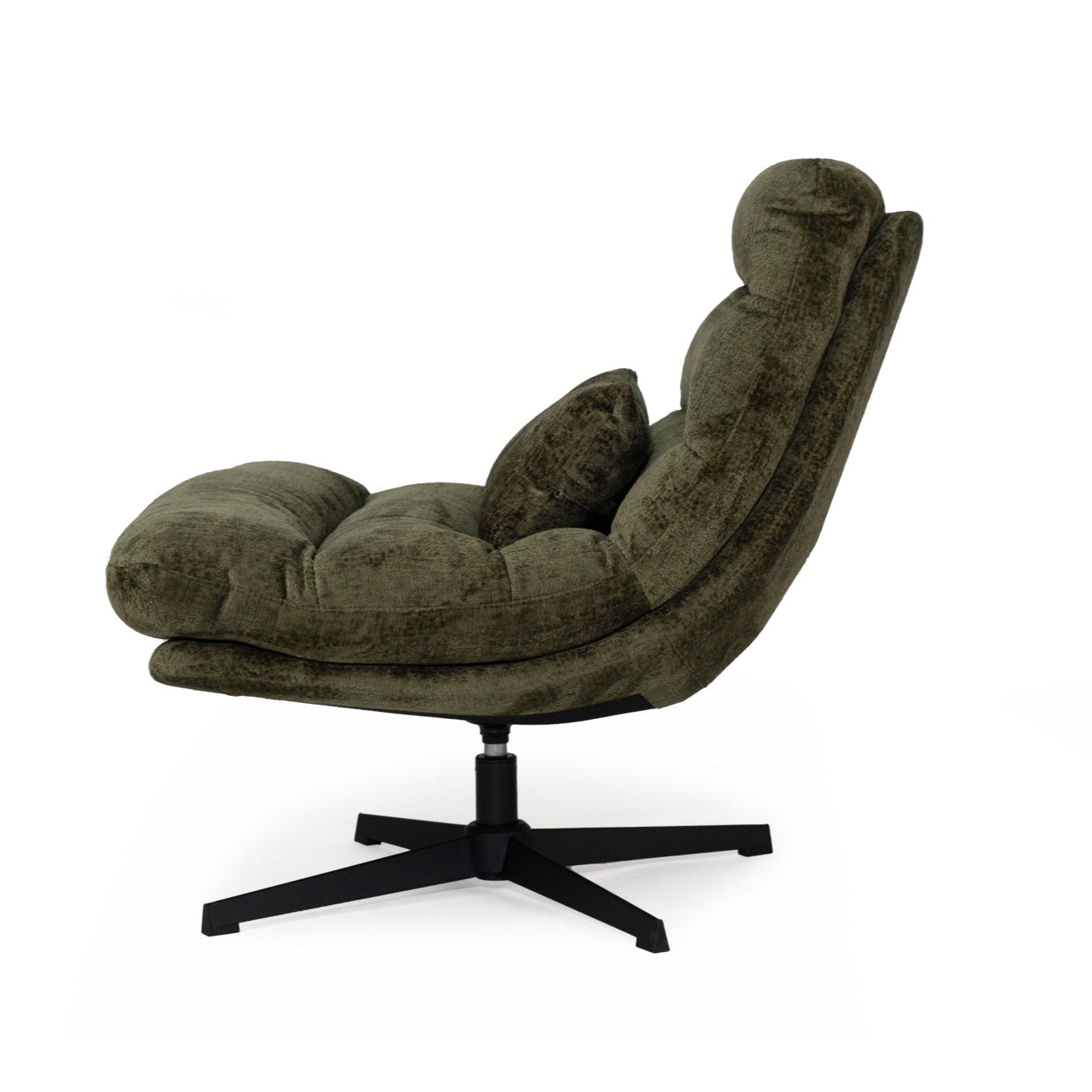 Liam Swivel Chair – Sleek black powder-coated steel legs – Forest