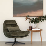 Liam Swivel Chair – Sleek black powder-coated steel legs – Forest
