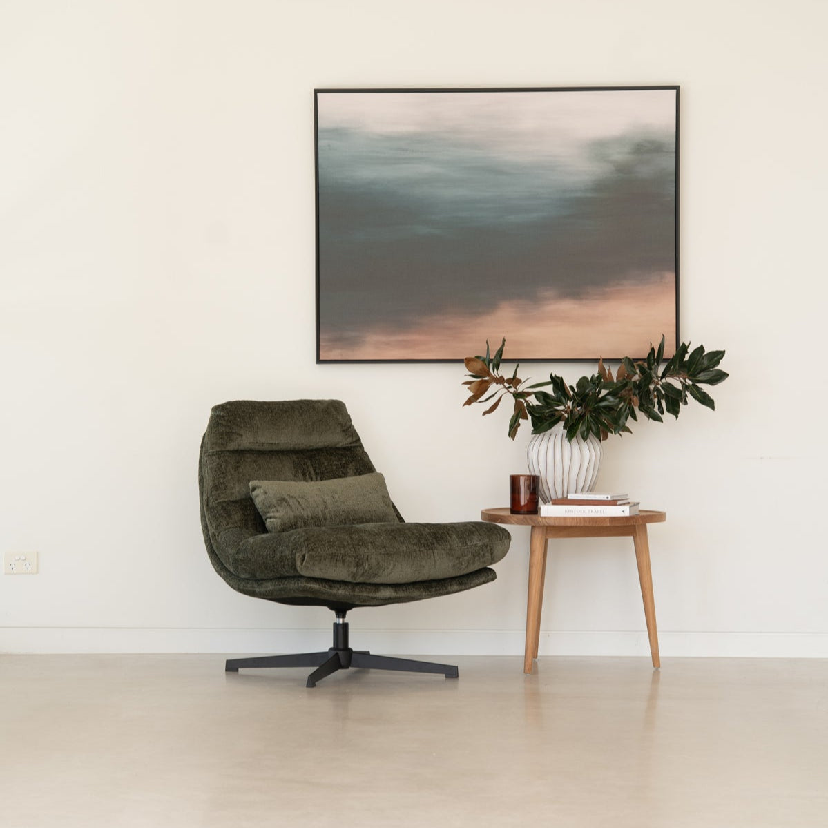Liam Swivel Chair – Sleek black powder-coated steel legs – Forest