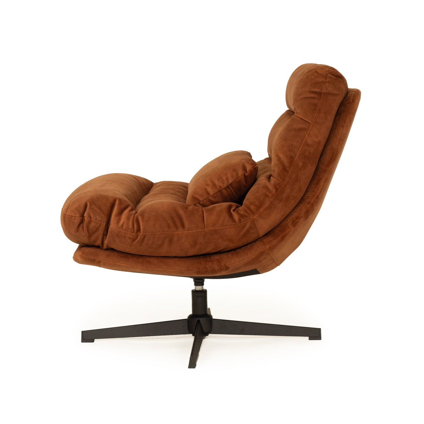 Liam Swivel Chair – Sleek black powder-coated steel legs – Rust