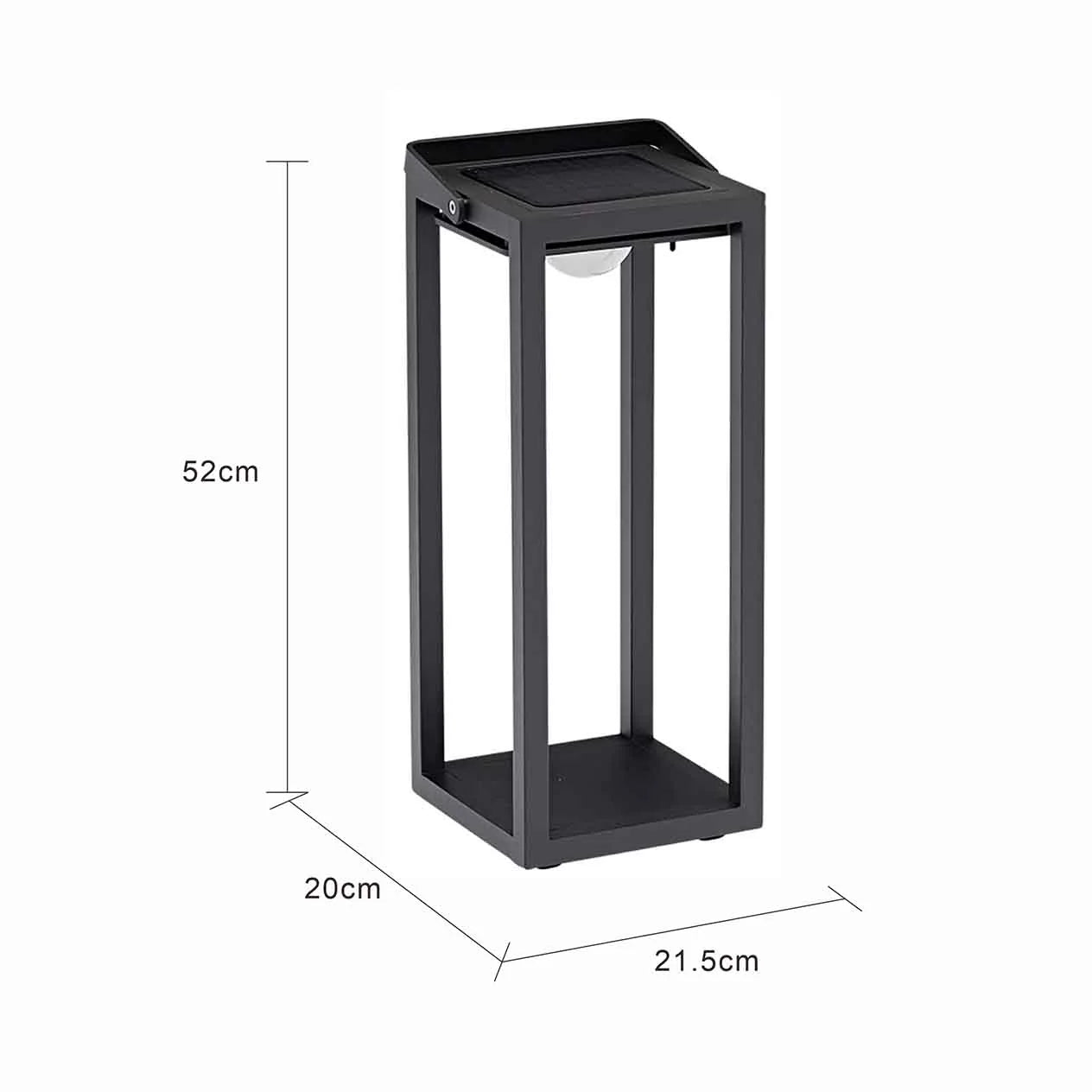Lincoln Outdoor Aluminium Solar Lamp Large in Charcoal