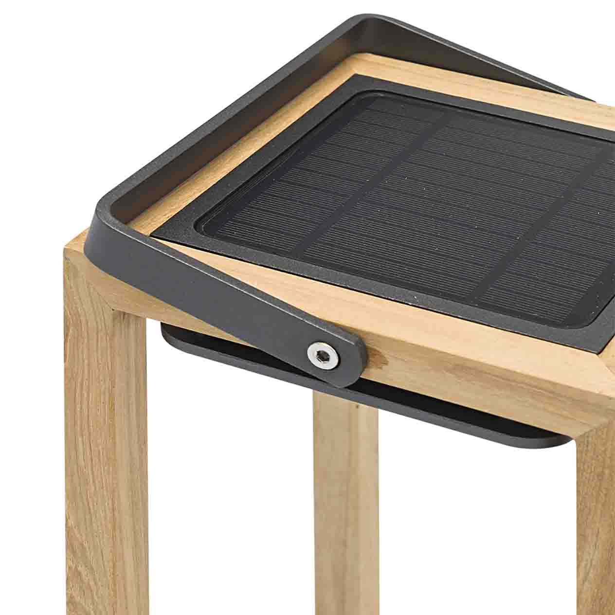 Lincoln Outdoor Teak Solar Lamp Large in Natural