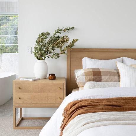 Livia American Oak Bedside Table - 0.7m