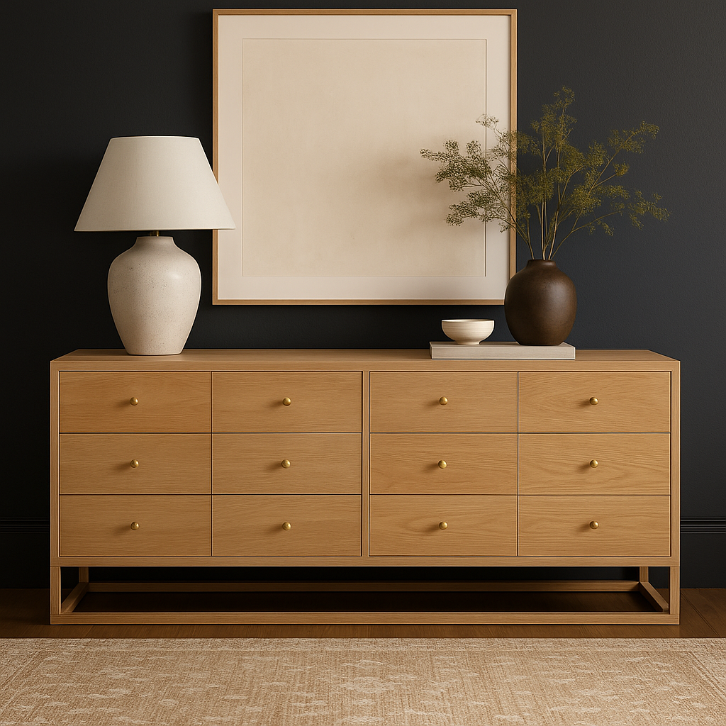 Livia Chest Of  American Oak  Drawers – 1.85m