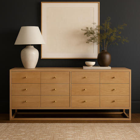 Livia Chest Of  American Oak  Drawers – 1.85m