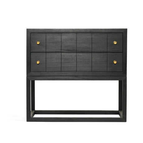 Livia White Cedar Bedside Table - Black 0.71m