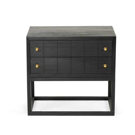 Livia White Cedar Bedside Table - Black 0.71m