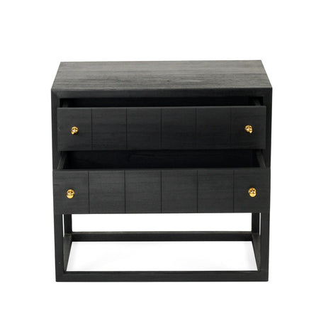 Livia White Cedar Bedside Table - Black 0.71m