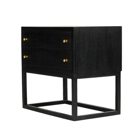 Livia White Cedar Bedside Table - Black 0.71m