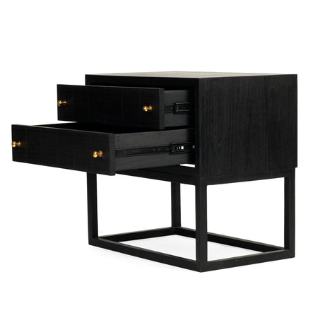 Livia White Cedar Bedside Table - Black 0.71m