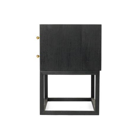 Livia White Cedar Bedside Table - Black 0.71m