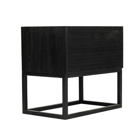 Livia White Cedar Bedside Table - Black 0.71m
