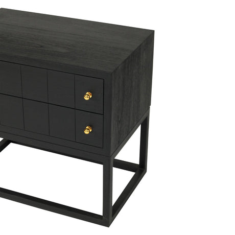 Livia White Cedar Bedside Table - Black 0.71m