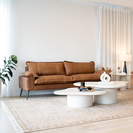 Lorenzo Micro Cement Organic Coffee Table – 1.0m (Clover) – Ivory