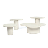 Lorenzo Micro Cement Organic Coffee Table – 1.0m (Clover) – Ivory