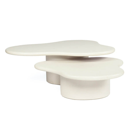 Lorenzo Micro Cement Organic Coffee Table – 1.2m (Clover) – Ivory