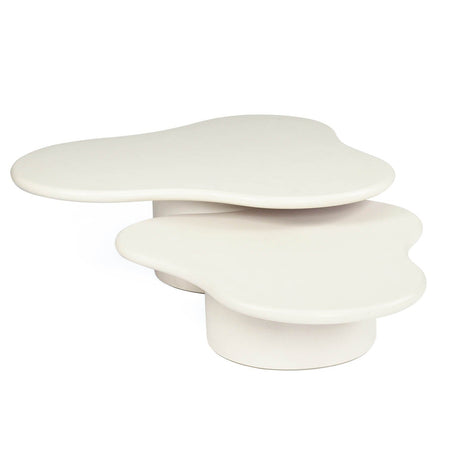 Lorenzo Micro Cement Organic Coffee Table – 1.2m (Clover) – Ivory